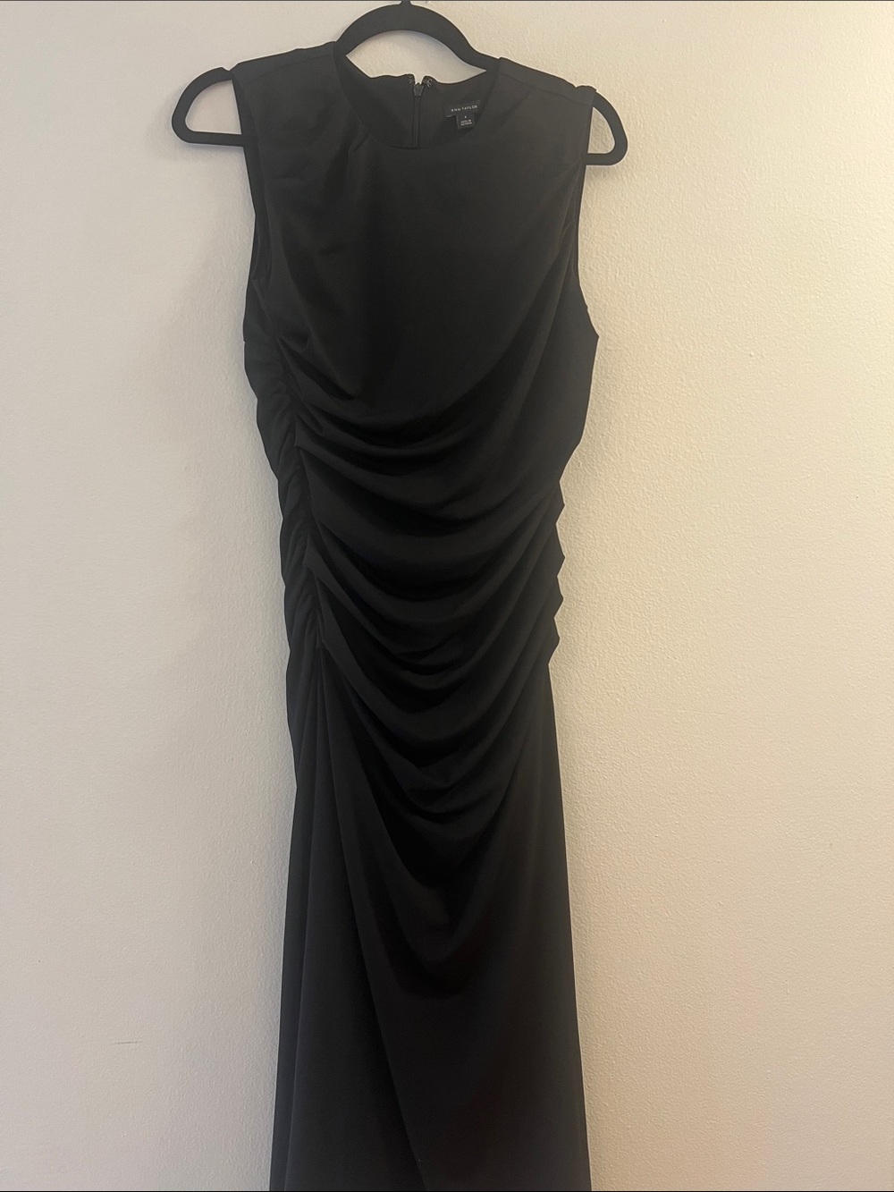 Ann Taylor Black Sleeveless Ruched Maxi Dress
